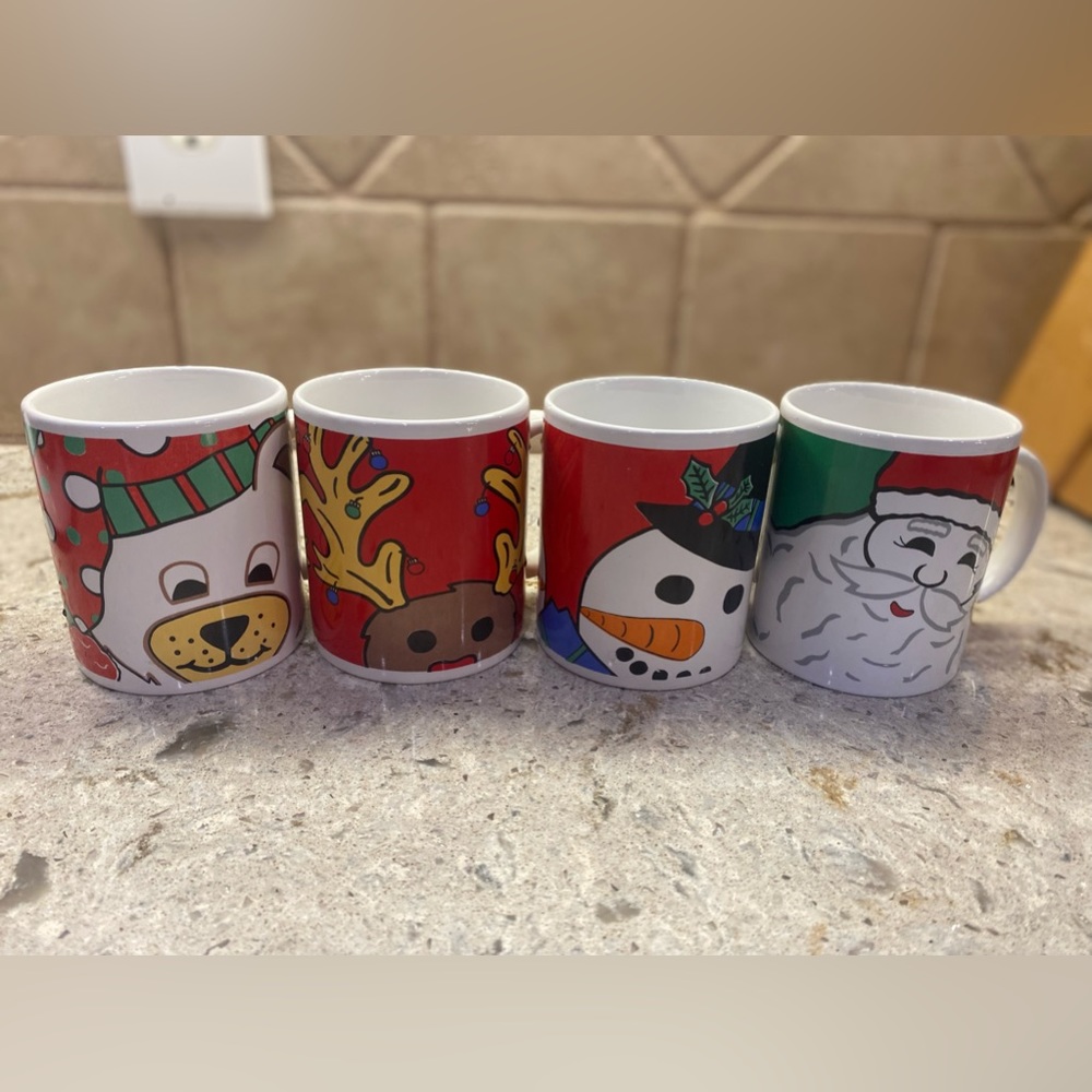 Four Christmas Mugs